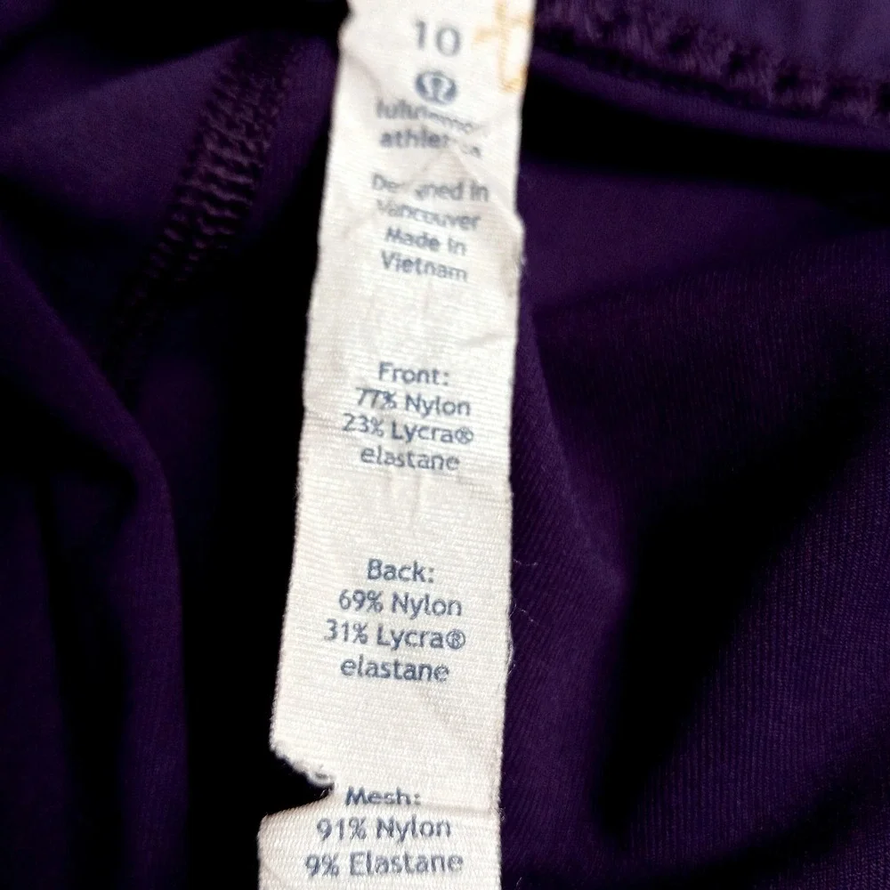 Lululemon Athletica Pants Womens 10 Purple‎ Capri Running Zip Pocket Reflective